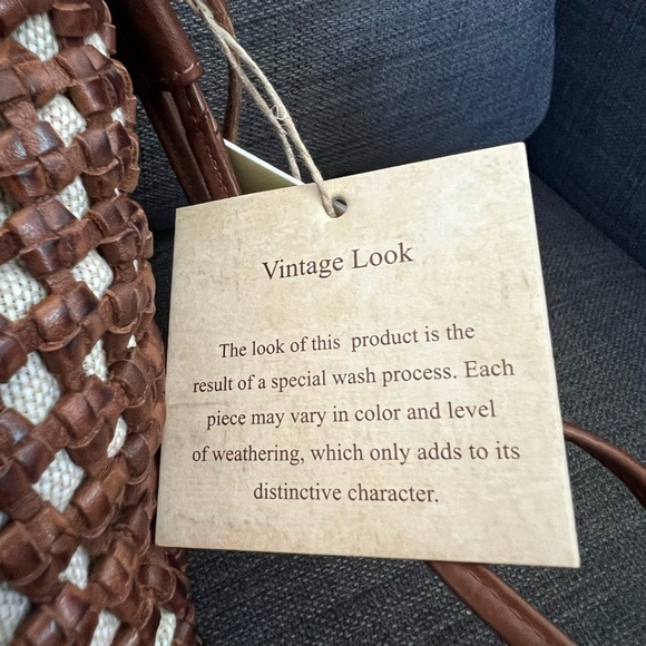 NWT LEATHER HAND CRAFTED BASKET SHOULDER BAG MADE IN INDIA - Picture 7 of 11